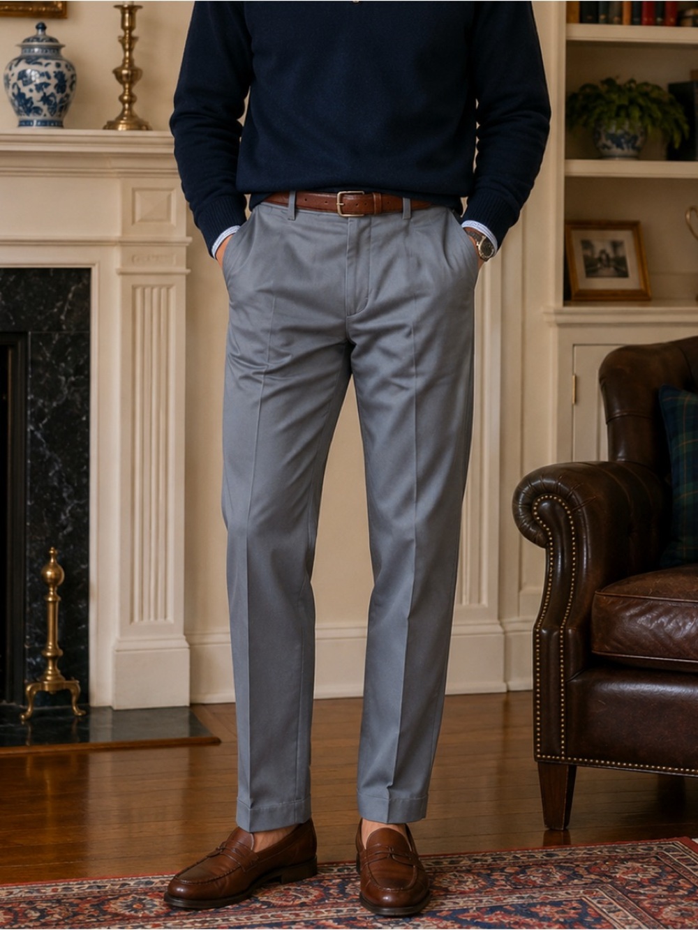 Haggar Classic Fit Premium No Iron Chino Pants 36x32 Cotton Blend Dadcore